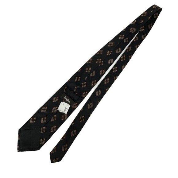 Neiman Marcus Men's Black Abstract Italian Silk Neck Tie 58.5" Long Retro NWT - Picture 2 of 7